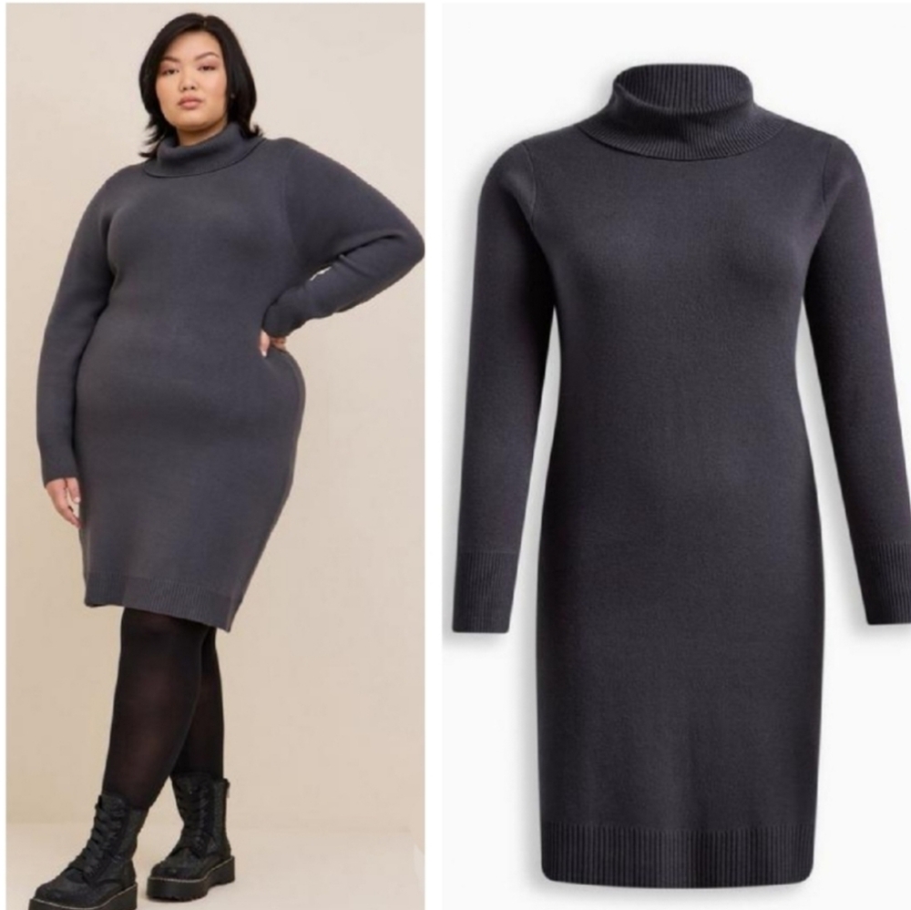 Torrid Gray Turtleneck Midi Dress